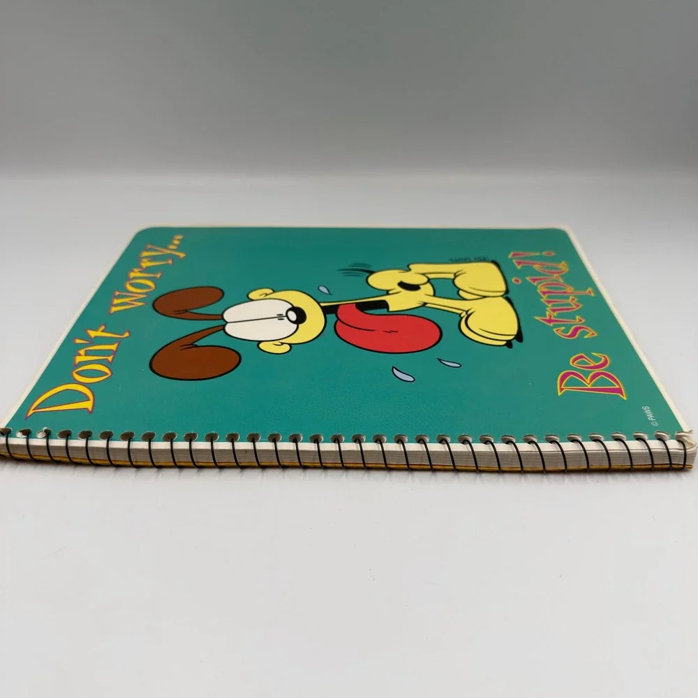 Vintage Mead Garfield Odie Spiral Notebook Don't Worry Be Stupid Wide Ruled